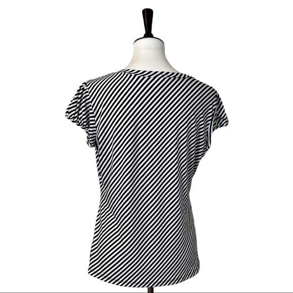 Worthington Women's Black White Diagonal Stripe Scoop Neck Career Top Size Large - Picture 4 of 10